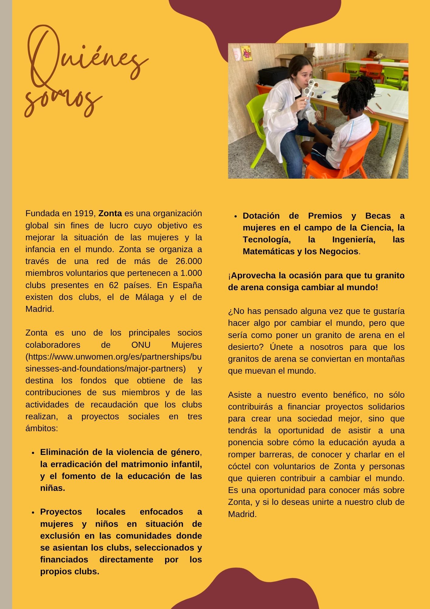 Presentación de Zonta y sus proyectos por mujeres y niñas
